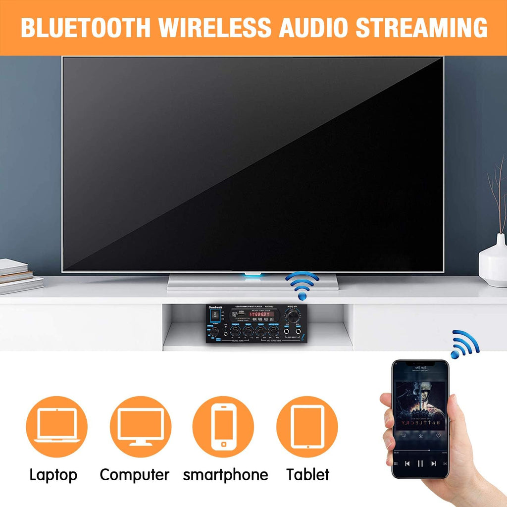 200W Dual Channel Wireless Bluetooth Stereo Amplifier Receiver M36143