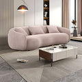 Brown Boucle Fabric 3-Seat Curved Sofa T4393