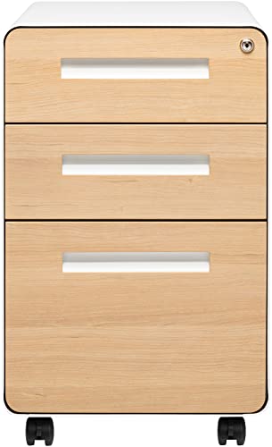 White/Orange 3 Drawer Metal File Cabinet J82424