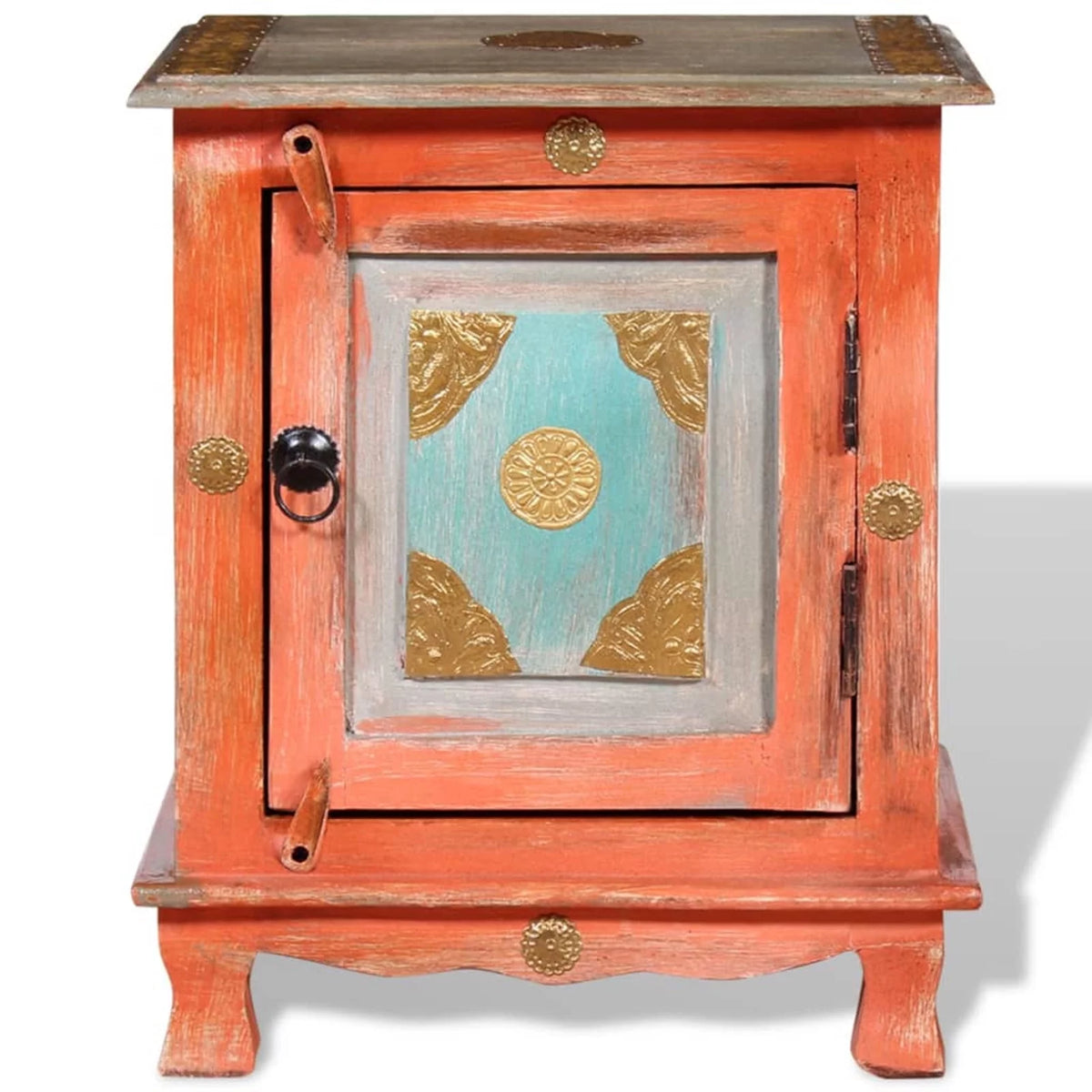 Orange Solid Mango Wood Nightstand R381