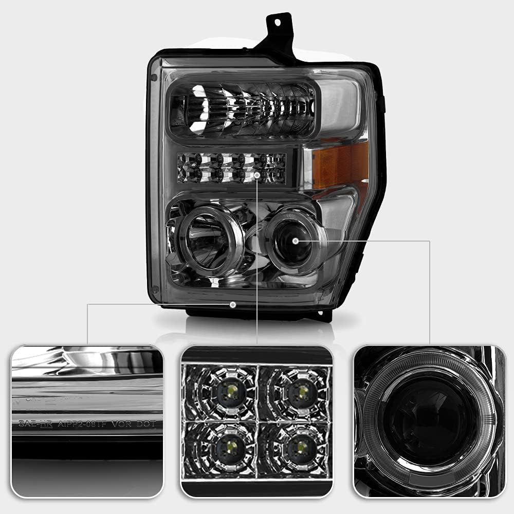 Smoke LED Projector Headlights Driver + Passenger Side J198448