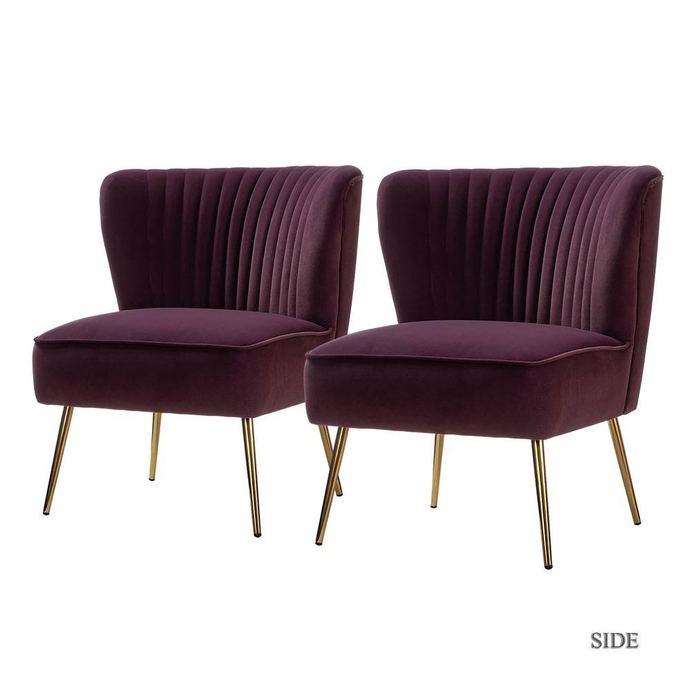 Purple Gold Legs Side Chair Set of 2 L619
