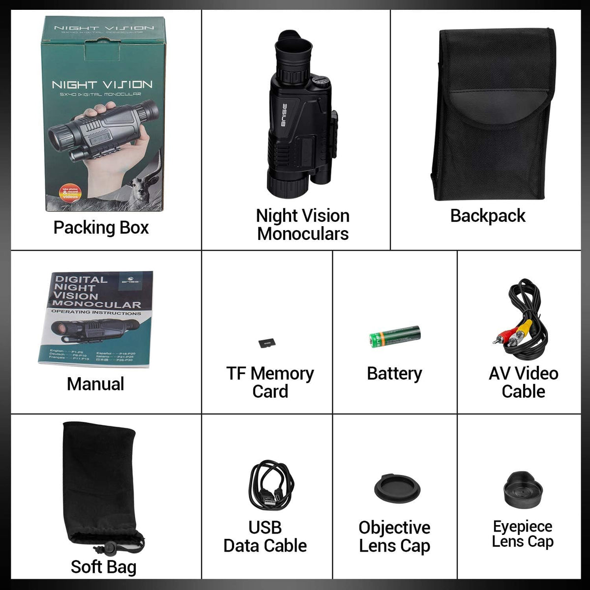 Digital Night Vision Monocular Infrared Camera 8X40 HD R709