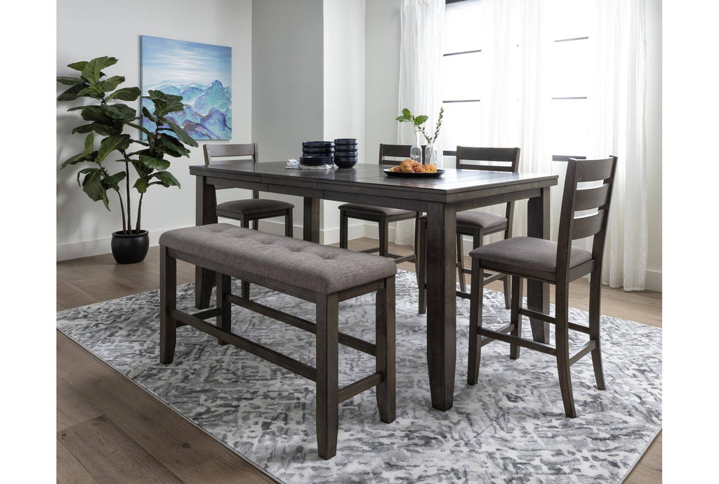 6 Piece Grey Wood Counter Height Dining Table Set M675395