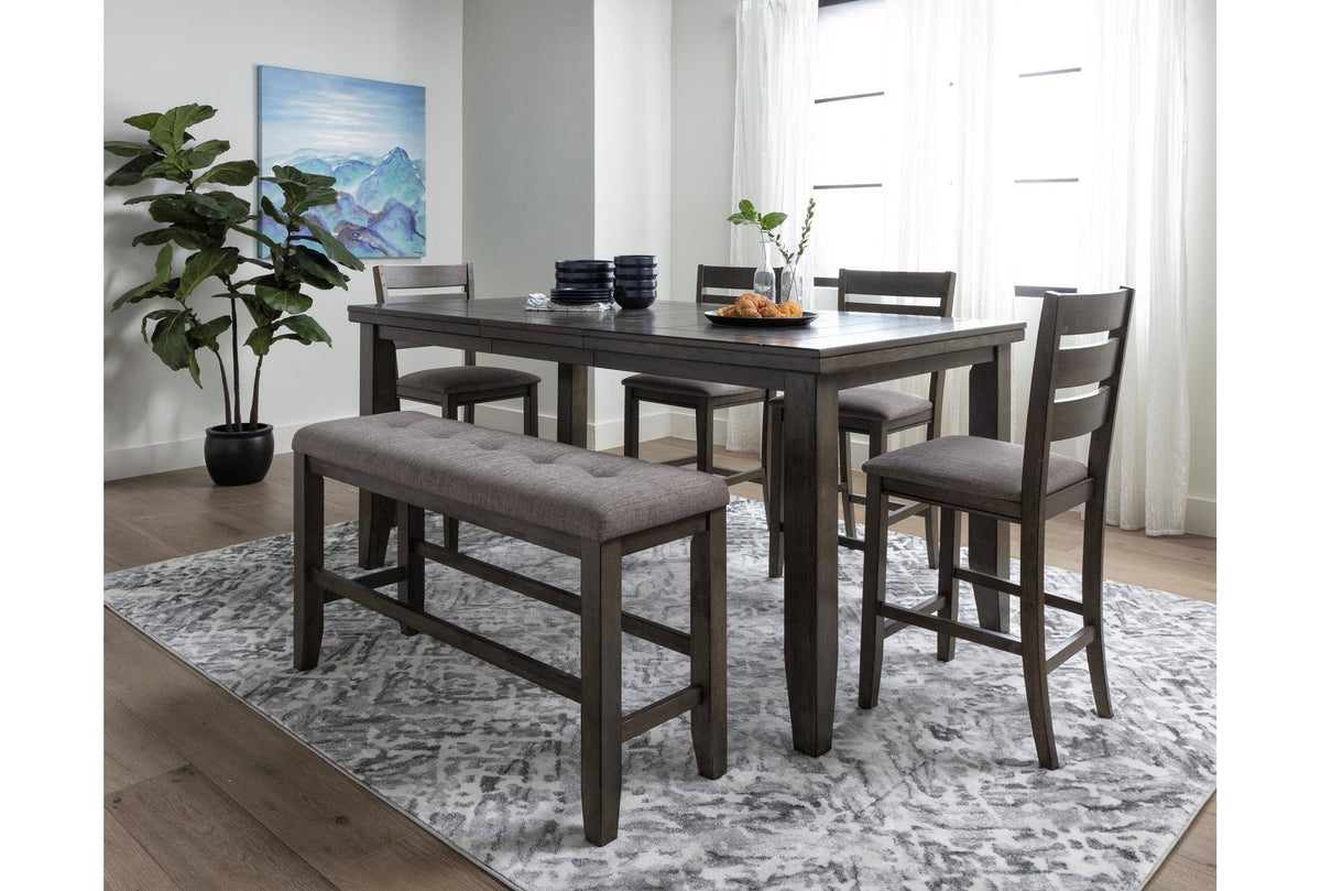 6 Piece Grey Wood Counter Height Dining Table Set M675395