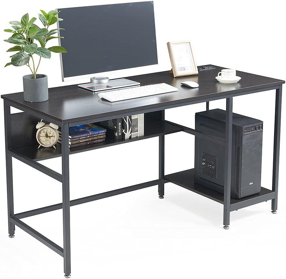 Black 47 Inch Computer Desk with Storage Shelves K998
