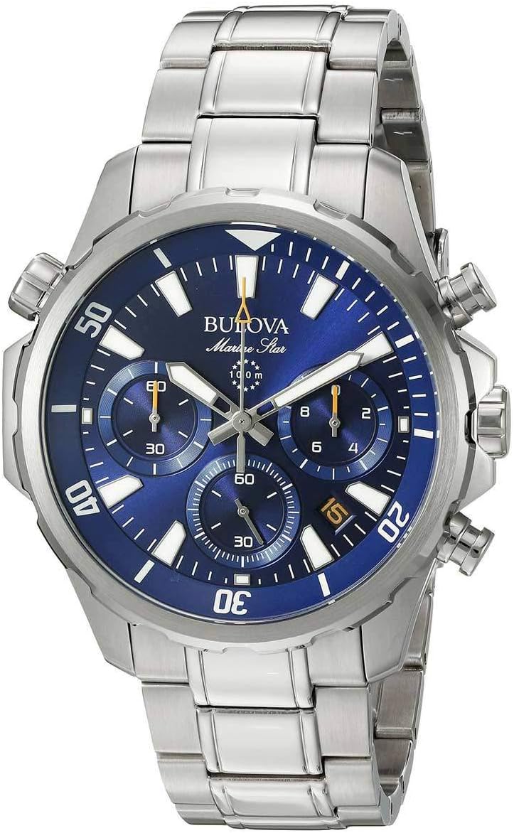 Men's Chronograph Quartz Watch with Stainless Steel Strap, Blue Z777598