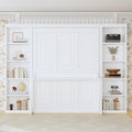White Full Size Solid Murphy Bed with Desk and Shelves U33889