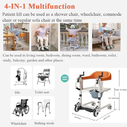 Portable Bath Lift Chair with 180° Split Seat and Wheels H22291