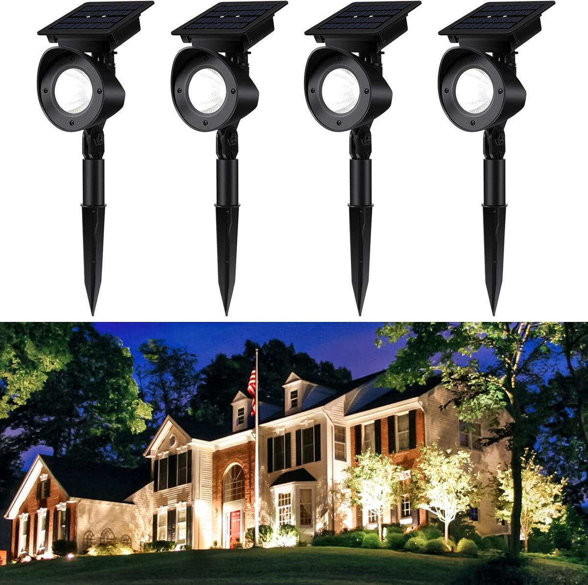 Waterproof 360° Adjustable Solar Spot Lights 4 Pack Warm White F8908