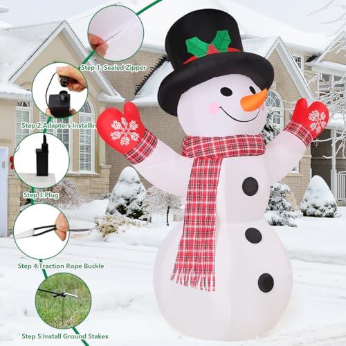 8 FT Inflatable Snowman with Built-in LEDs P55797