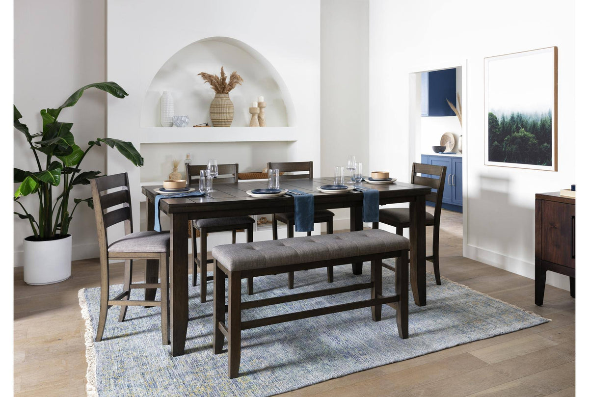 6 Piece Grey Wood Counter Height Dining Table Set M675395