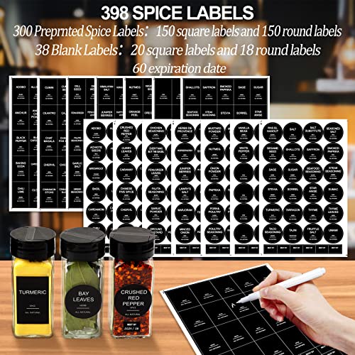 24 Pcs 4oz Glass Spice Jars with Black Metal Caps O8330