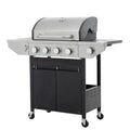 4 Burner Gas Grill with Side Burner, Stainless Steel Propane BBQ Grill with Built in Thermometer H711