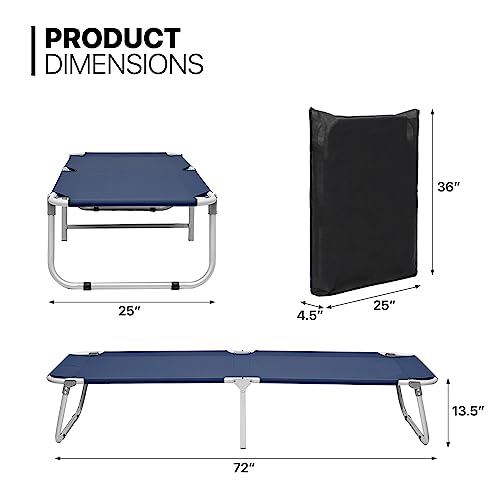 Navy Blue Folding Camping Cot with Storage Bag P5840