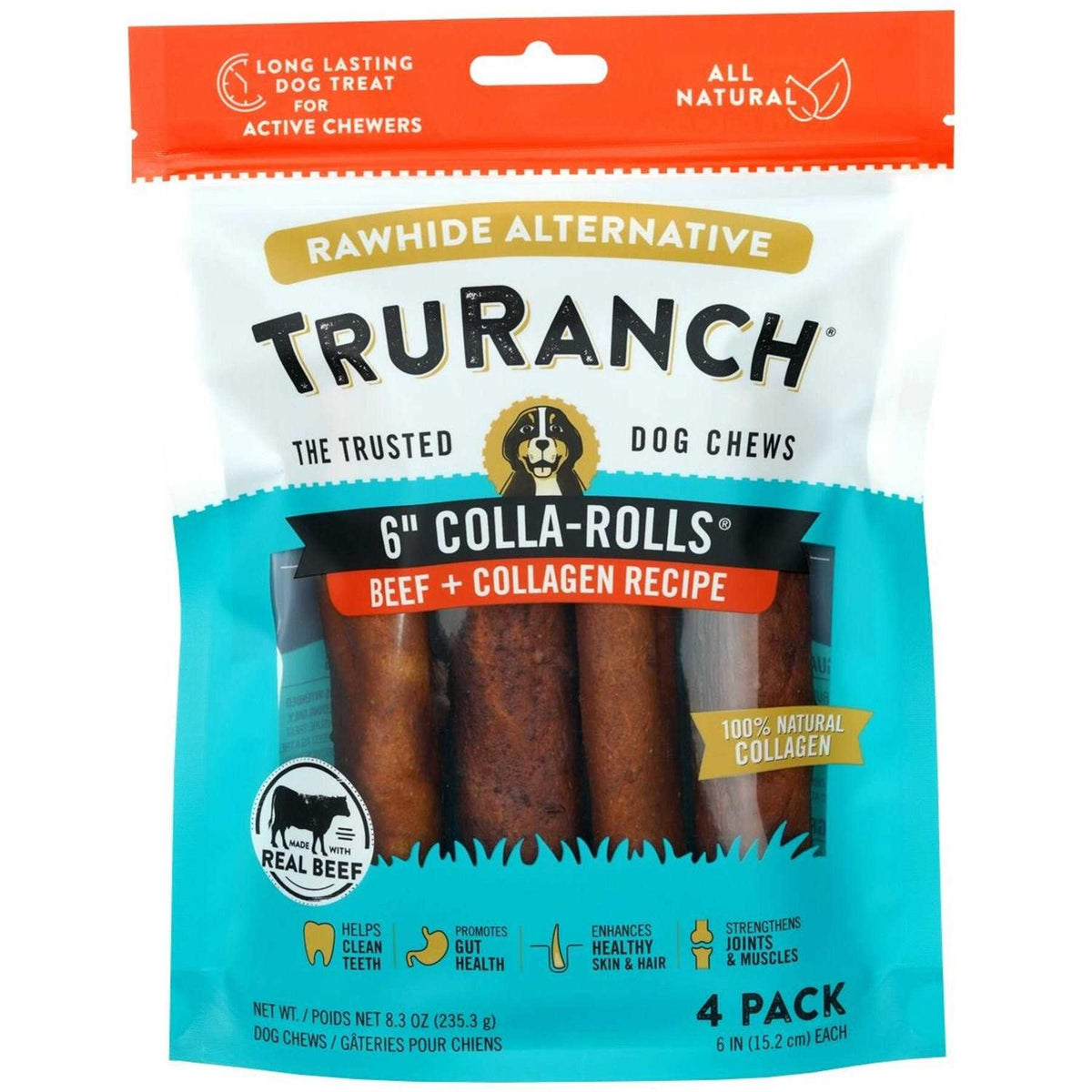 6 Colla-Rolls Beef + Collagen Recipe Dog Chews O48318