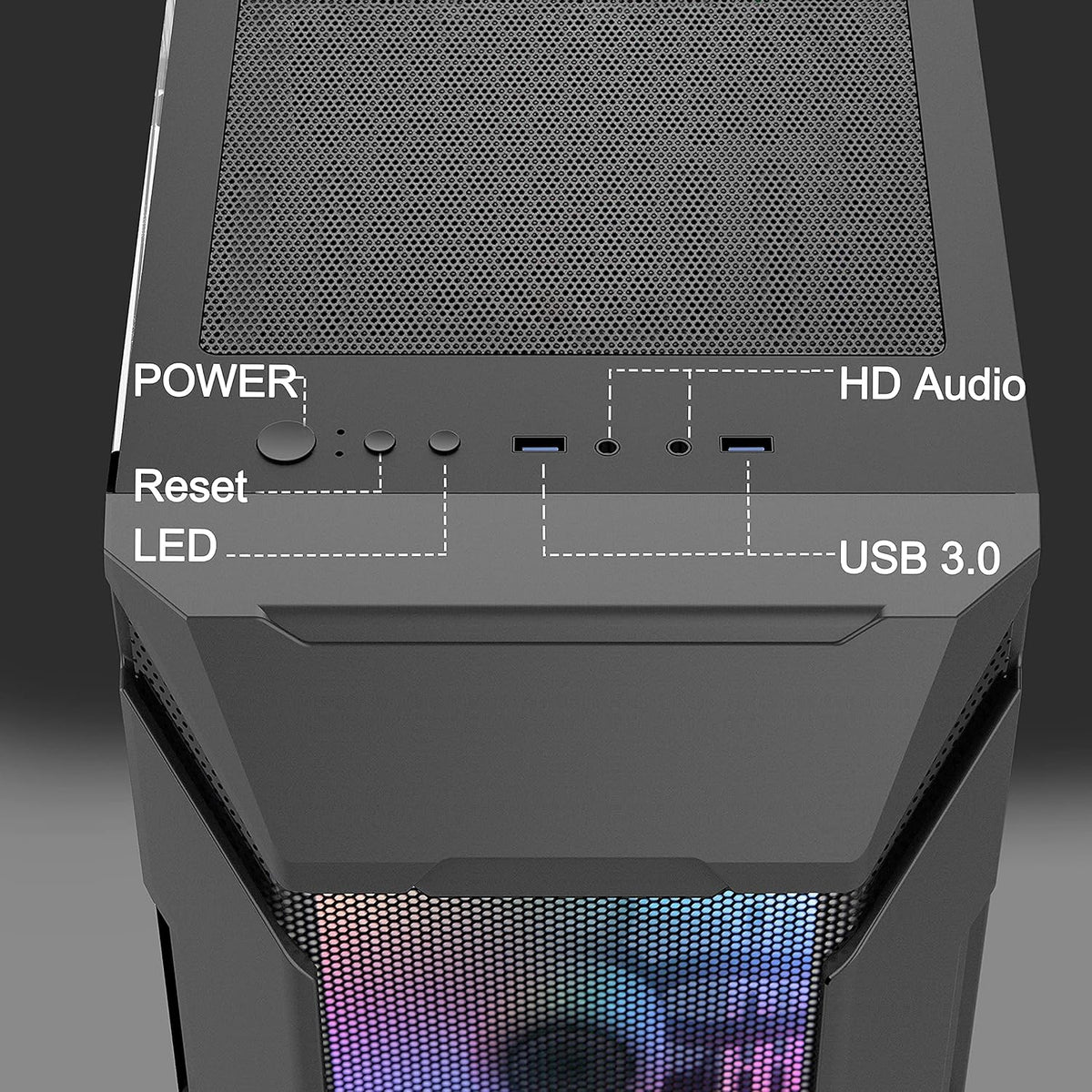 Micro-ATX Tower PC Case with 120MM ARGB Fans J47857