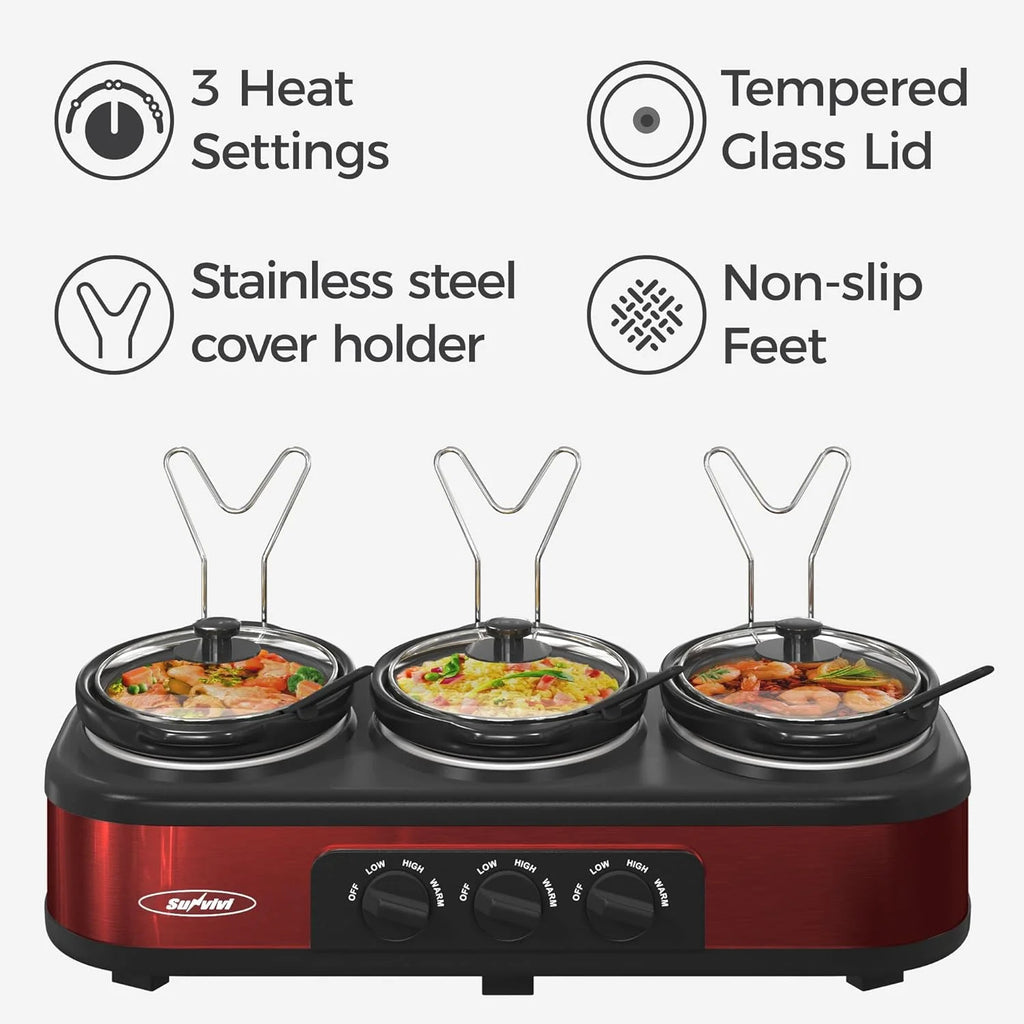 Triple Slow Cookers, 3x1.5 Qt, Stainless Copper A7465