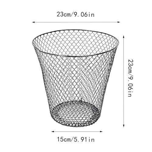 Wire Mesh Round Waste Basket 9 inch Black Z224161