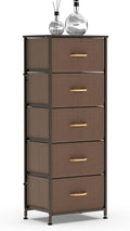 Charcoal 5 Drawer Fabric Dresser Tower D1396