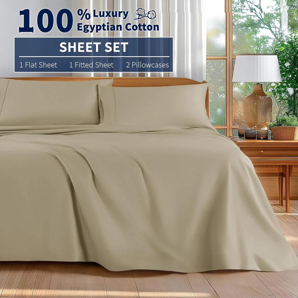 King Size 4-Piece 100% Egyptian Cotton Sheets Set W128710