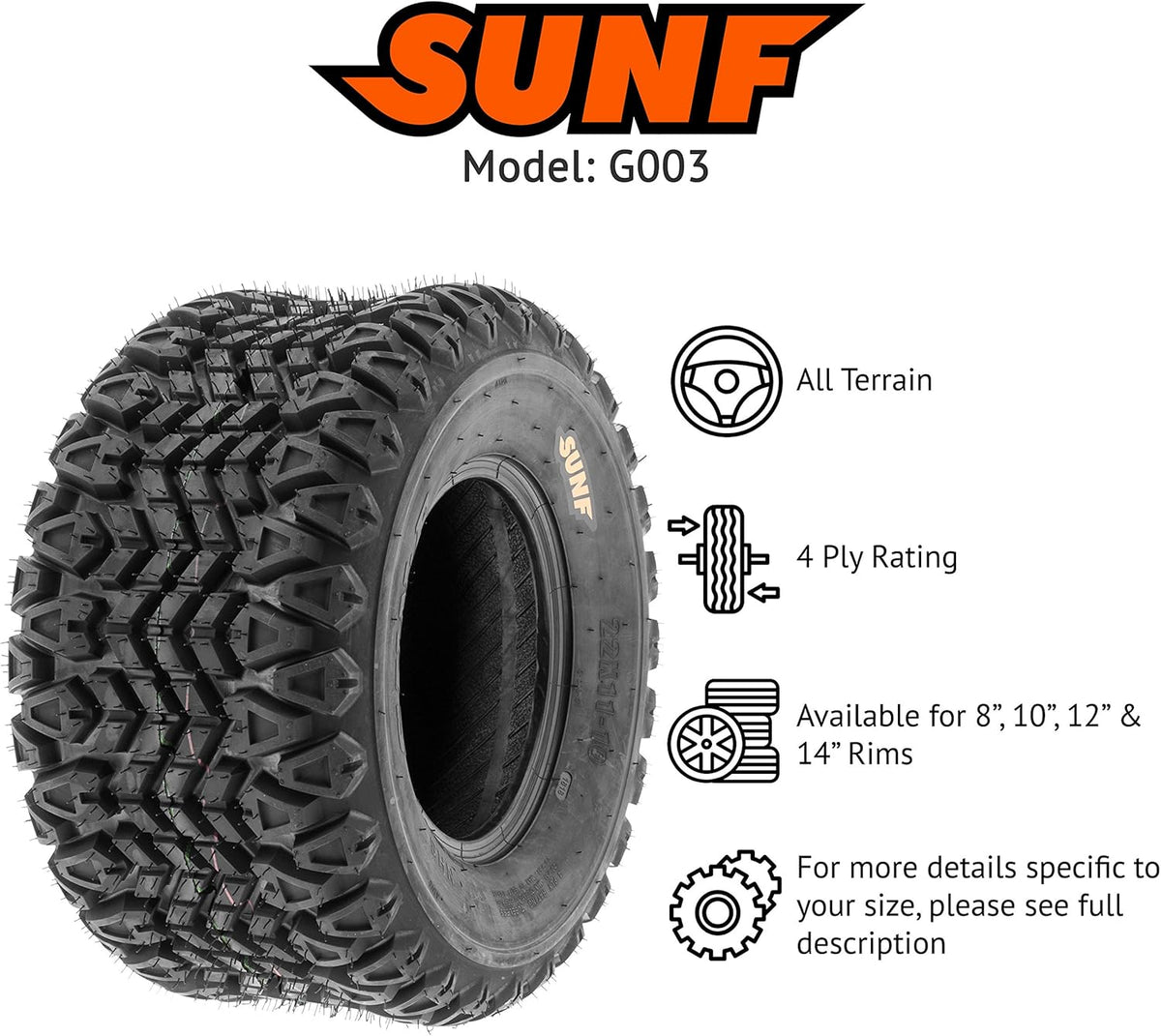 Set of 2 20x10-8 ATV UTV Tires 4 Ply A9258