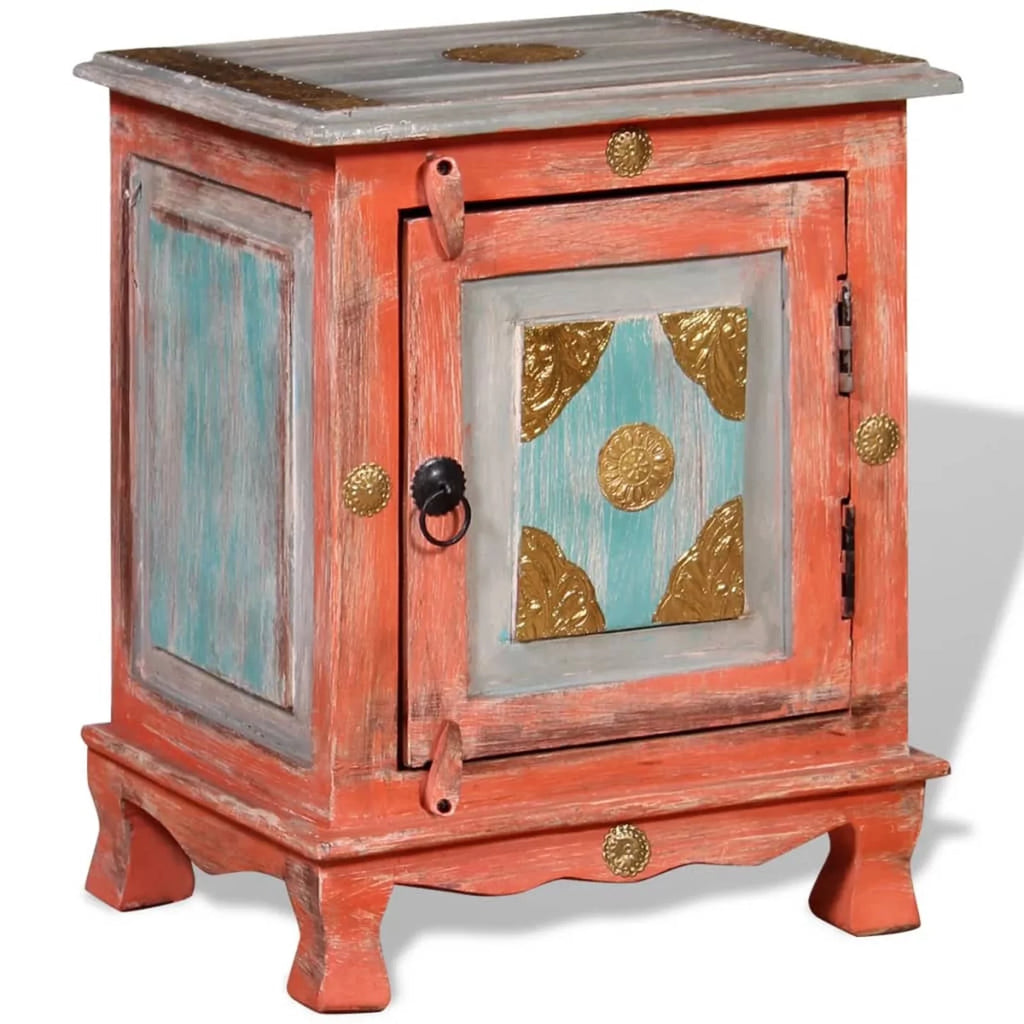 Orange Solid Mango Wood Nightstand R381