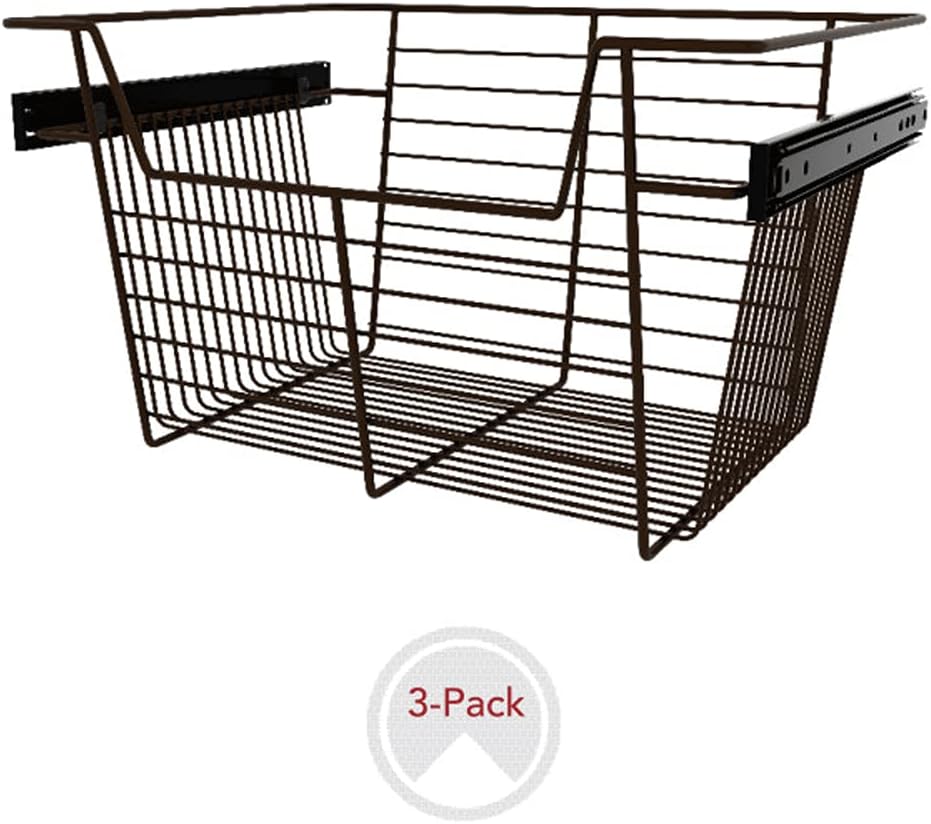 Bronze Wire Pullout Storage Basket Organizer (3 Pack) O9213