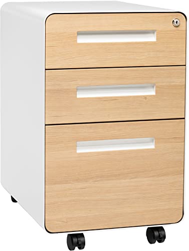 White/Orange 3 Drawer Metal File Cabinet J82424