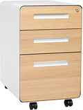 White/Orange 3 Drawer Metal File Cabinet J82424