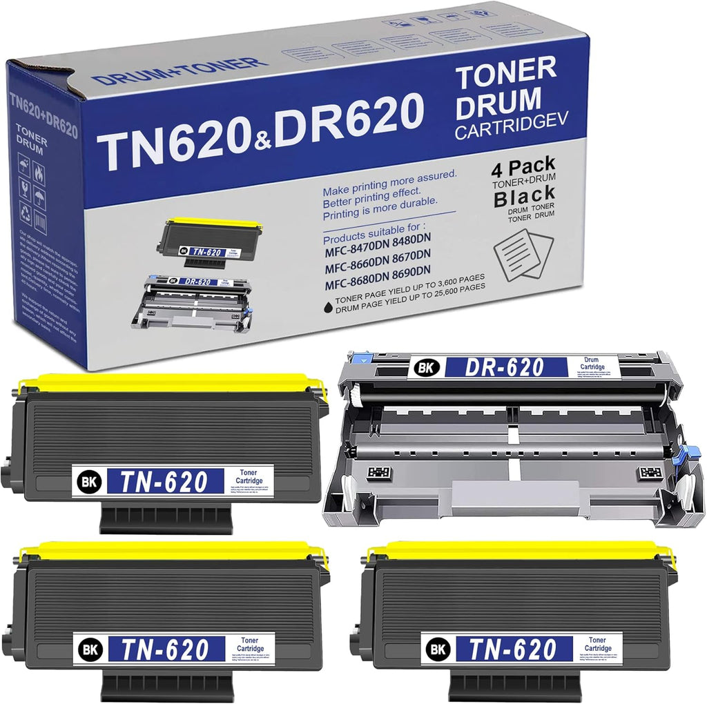 Compatible TN620 Toner Cartridge and DR620 Drum Unit 4-Pack Q327273