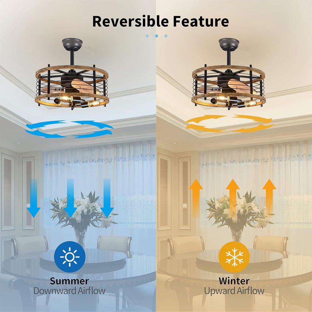 20-inch Caged Ceiling Fan with Light F54716