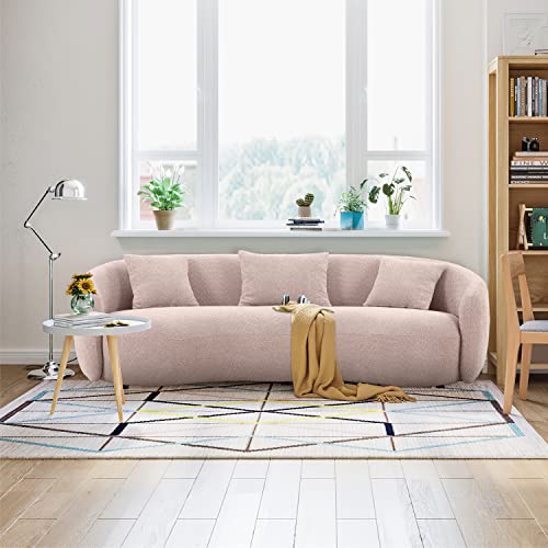 Brown Boucle Fabric 3-Seat Curved Sofa T4393