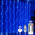 300 LED Fairy Curtain Lights, 9.8ft x 9.8ft Battery Operated Blue String Hanging Lights D9058