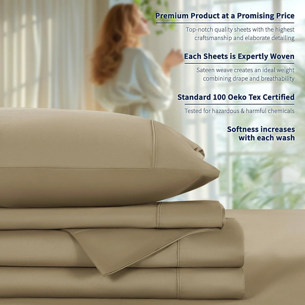 King Size 4-Piece 100% Egyptian Cotton Sheets Set W128710