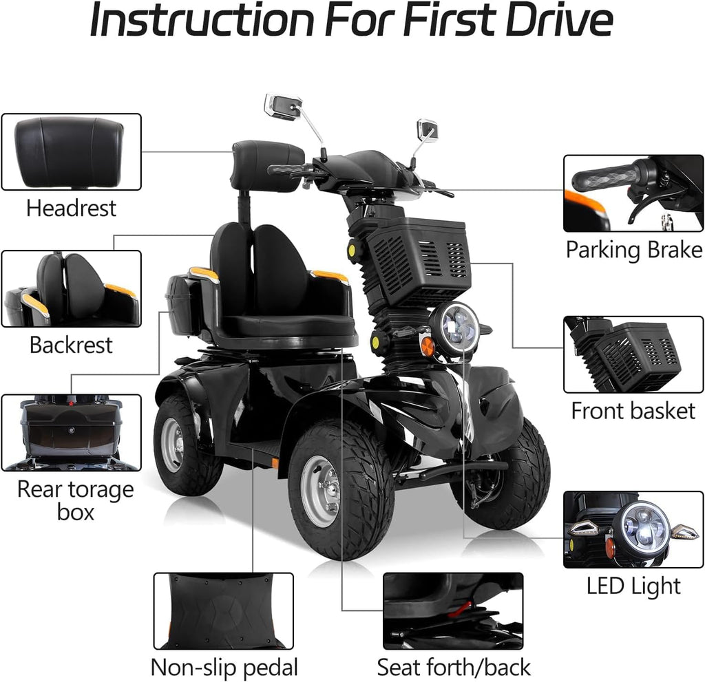 Heavy Duty 4 Wheel Mobility Scooter with 1000W Motor P23463