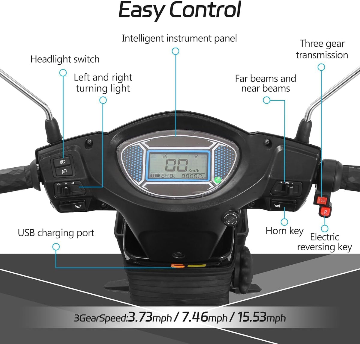 Heavy Duty 4 Wheel Mobility Scooter with 1000W Motor P23463