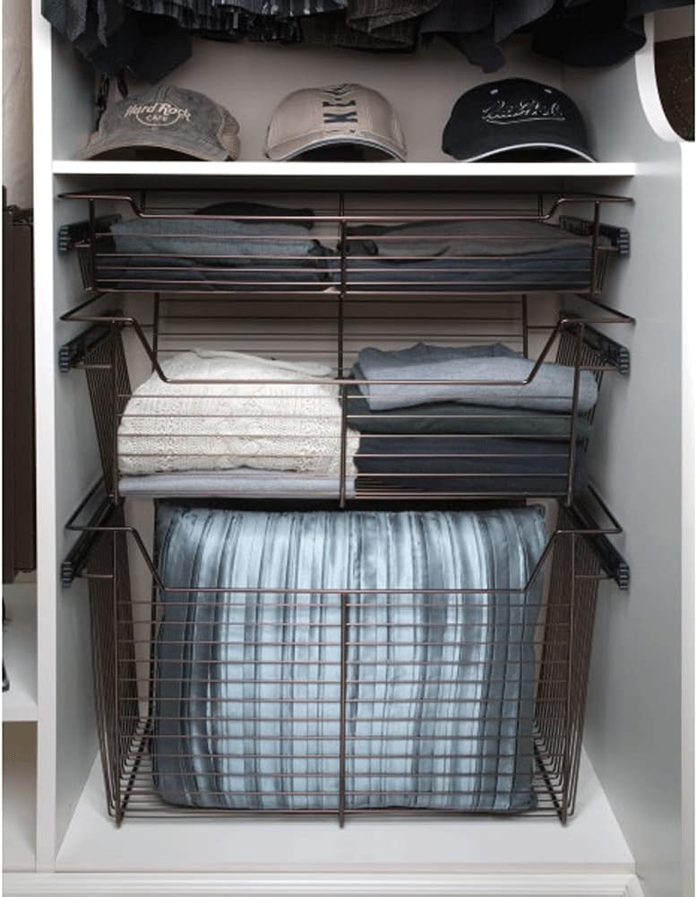 Bronze Wire Pullout Storage Basket Organizer (3 Pack) O9213