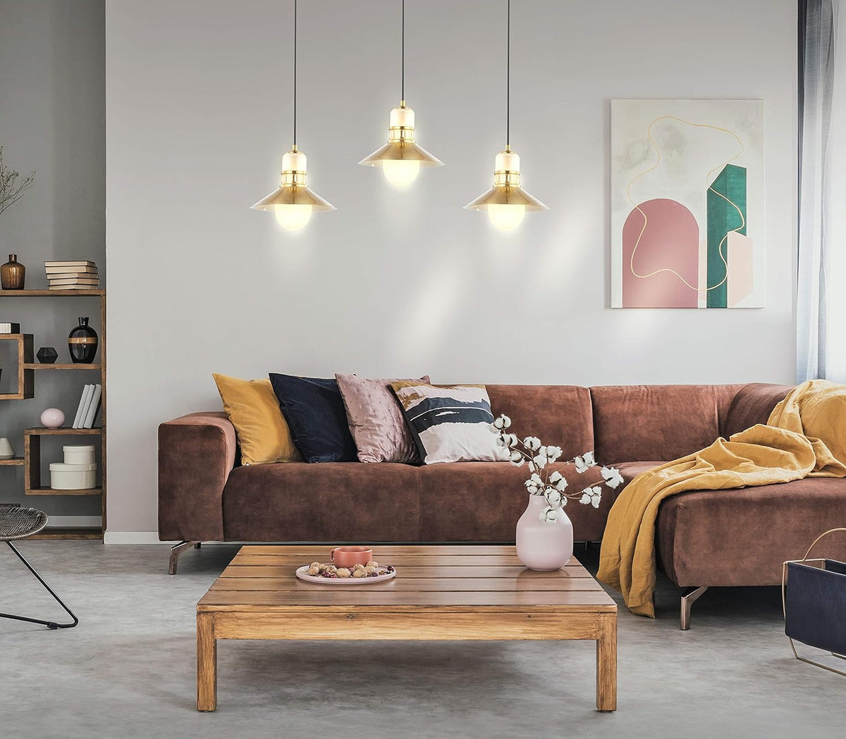 3-Light Adjustable Iron Glass LED Pendant N788