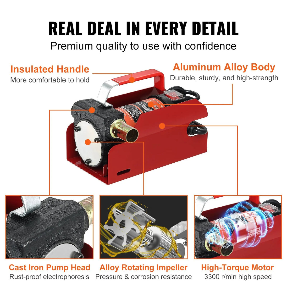 10 GPM 12V DC Portable Electric Self-Priming Fuel Transfer Pump Kit A94195