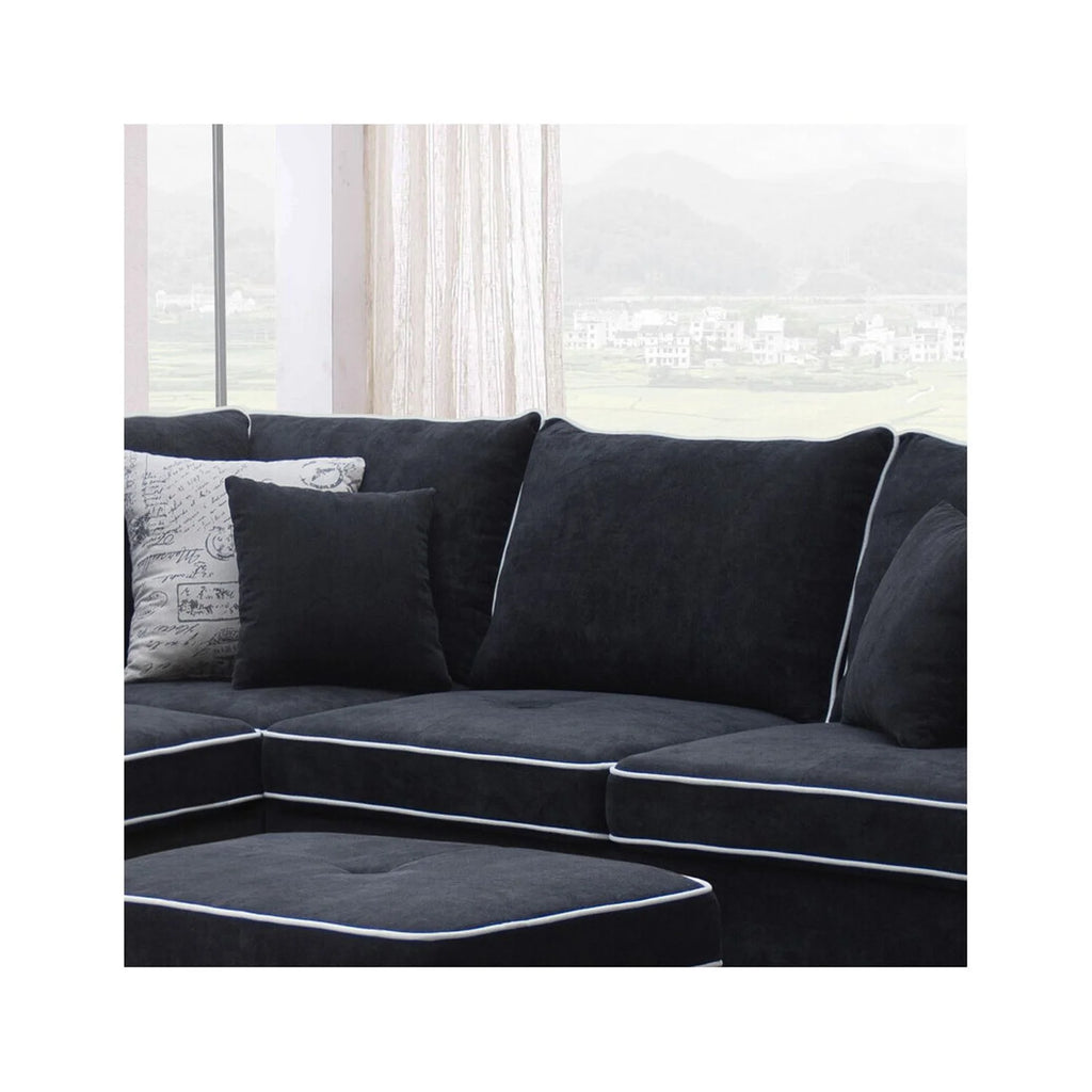 Country Cottage Fabric Sectional Sofa With Left-Facing Chaise And Storage Ottoman Q487