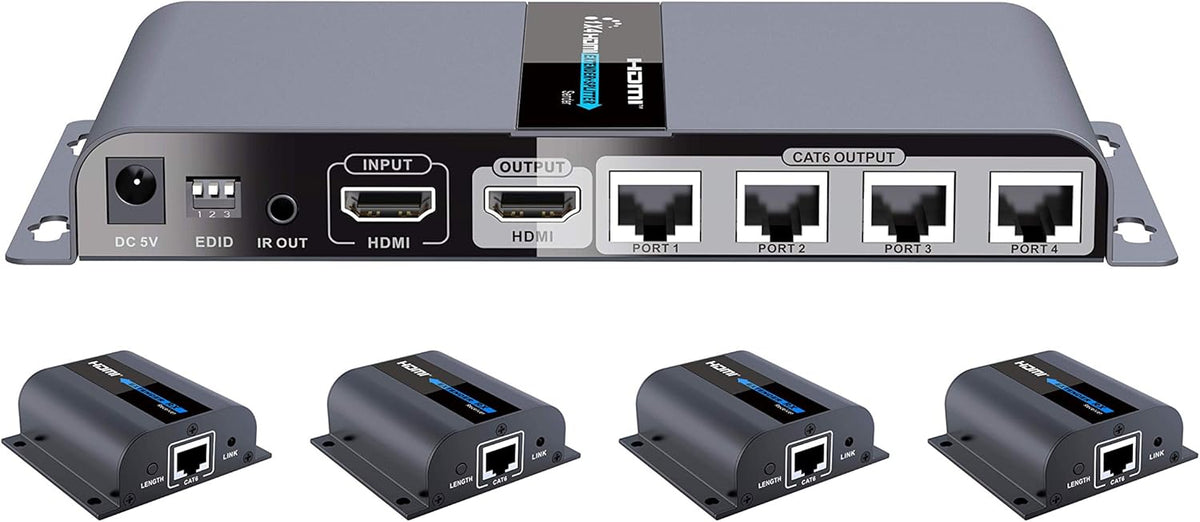 1080P 1x4 HDMI Splitter Over Cat6 Extender with IR R86832