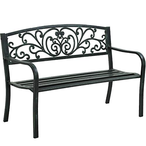 Metal Patio Bench with Steel Frame B61860