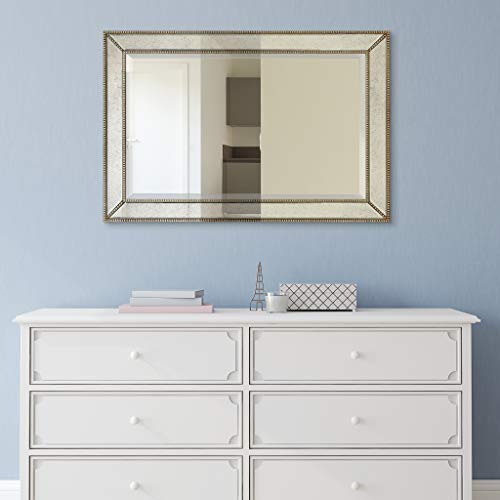 1"-Beveled Center Antique Mirror, Solid Wood Frame, 24" x 54", Champagne Y301690