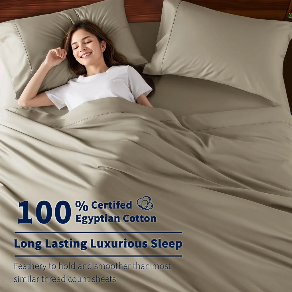 King Size 4-Piece 100% Egyptian Cotton Sheets Set W128710