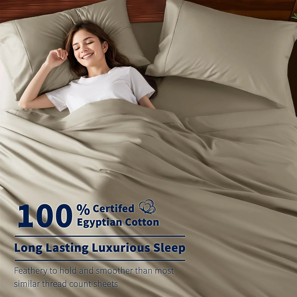 King Size 4-Piece 100% Egyptian Cotton Sheets Set W128710