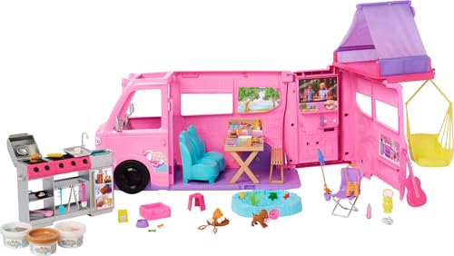 Dream Camper Playset with Roof Tent, Swing Chair, Fishing Pond, BBQ Grill & 60+ Accessories J917