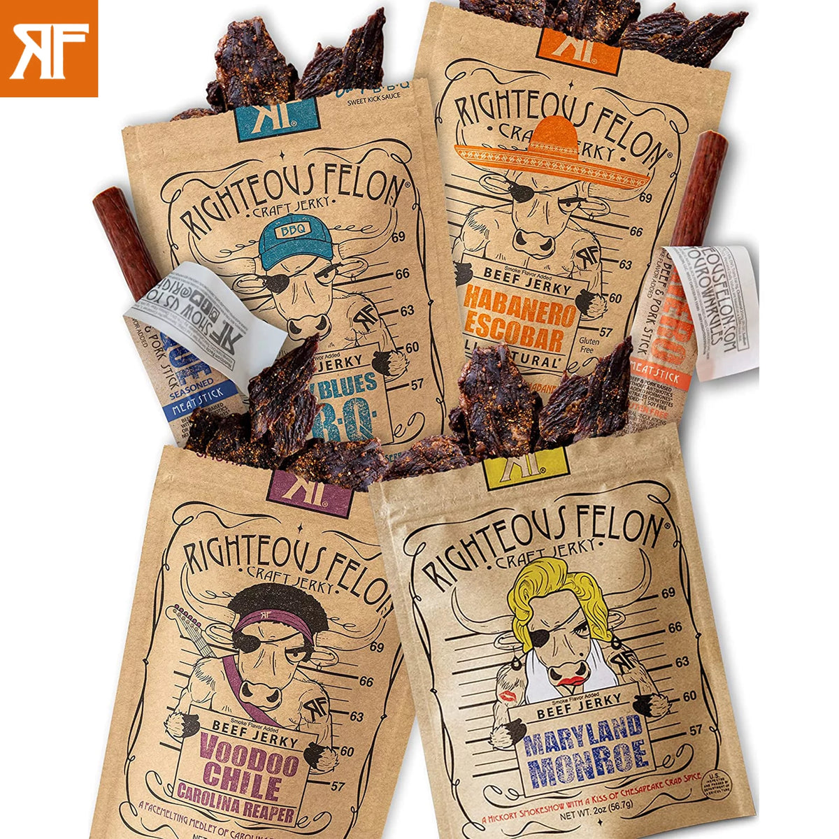 6 Pack Spicy Beef Jerky and Meat Sticks Variety Pack W866
