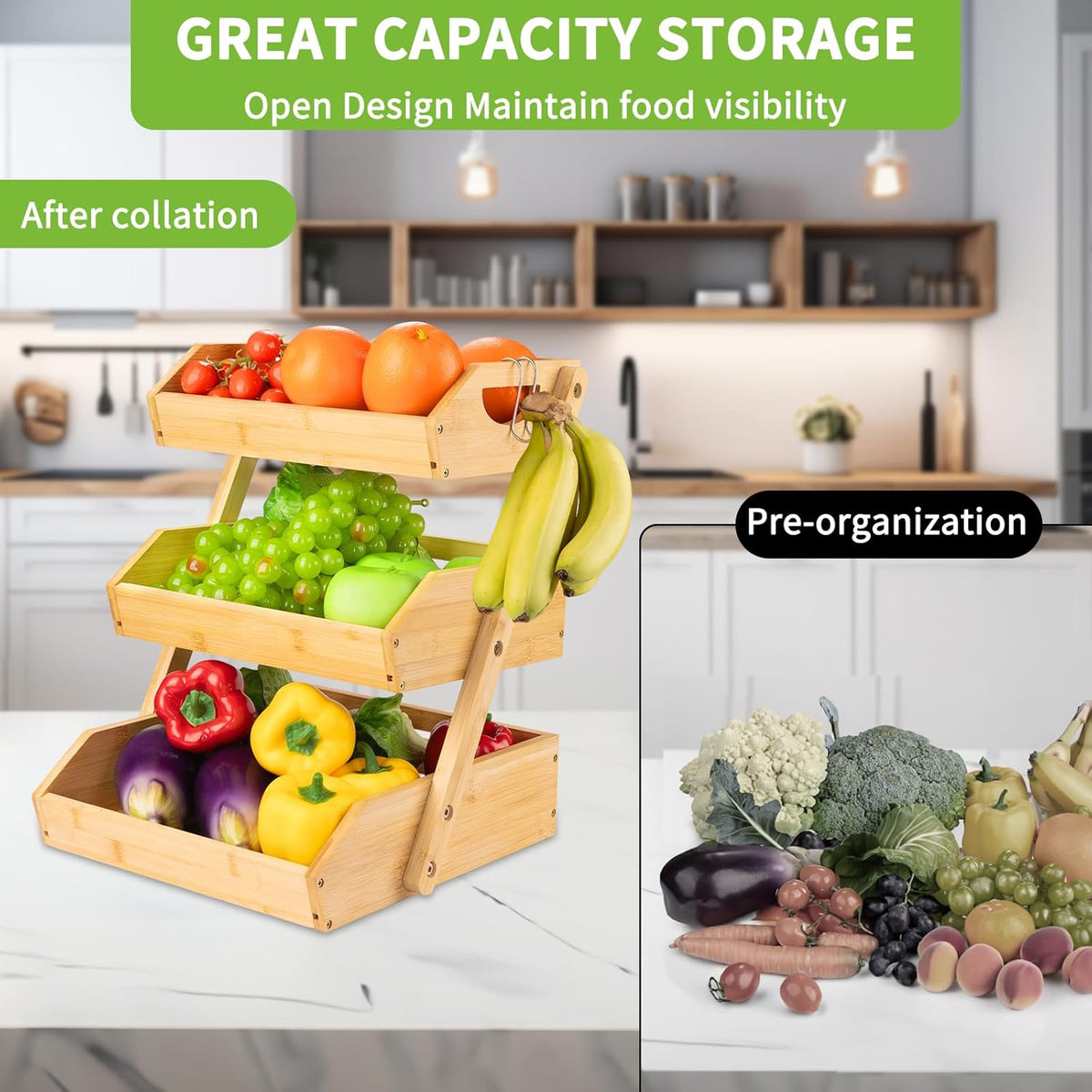 Bamboo Fruit Basket with Banana Hook B109826