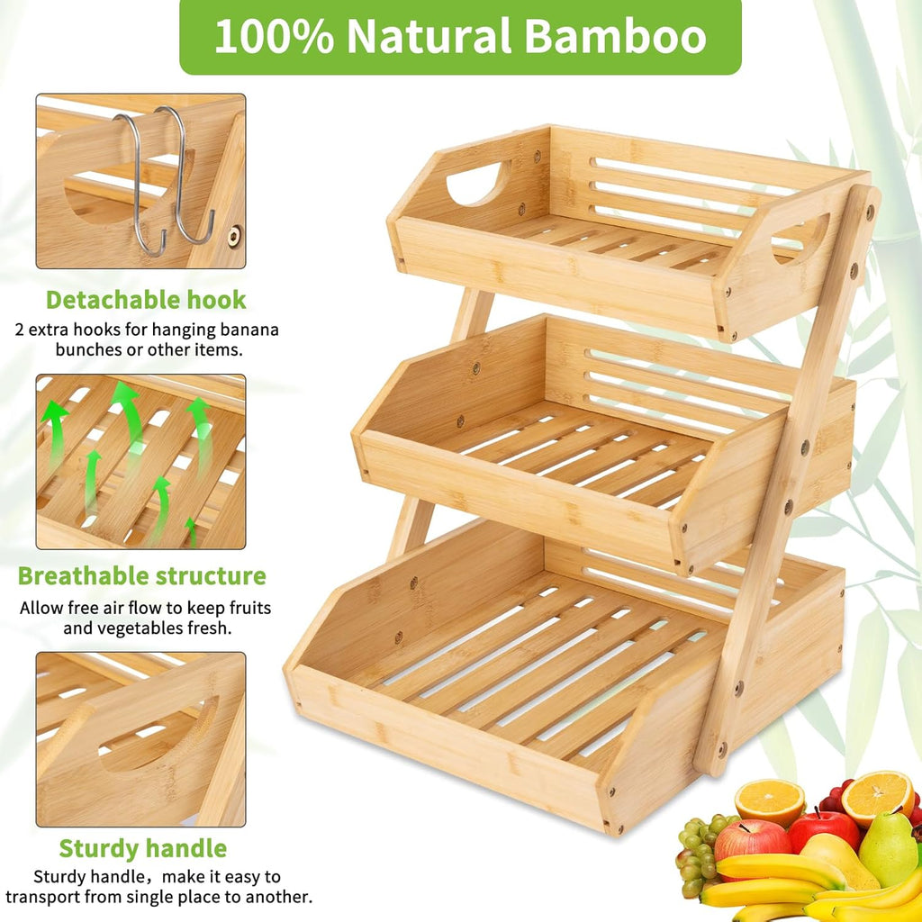 Bamboo Fruit Basket with Banana Hook B109826